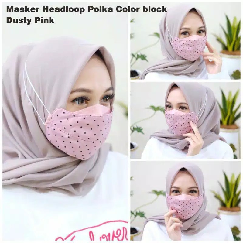 Jual MASKER HIJAB POLKADOT DAN MOTIF KAIN 3 PLY / MASKER HIJAB KEKINIAN ...