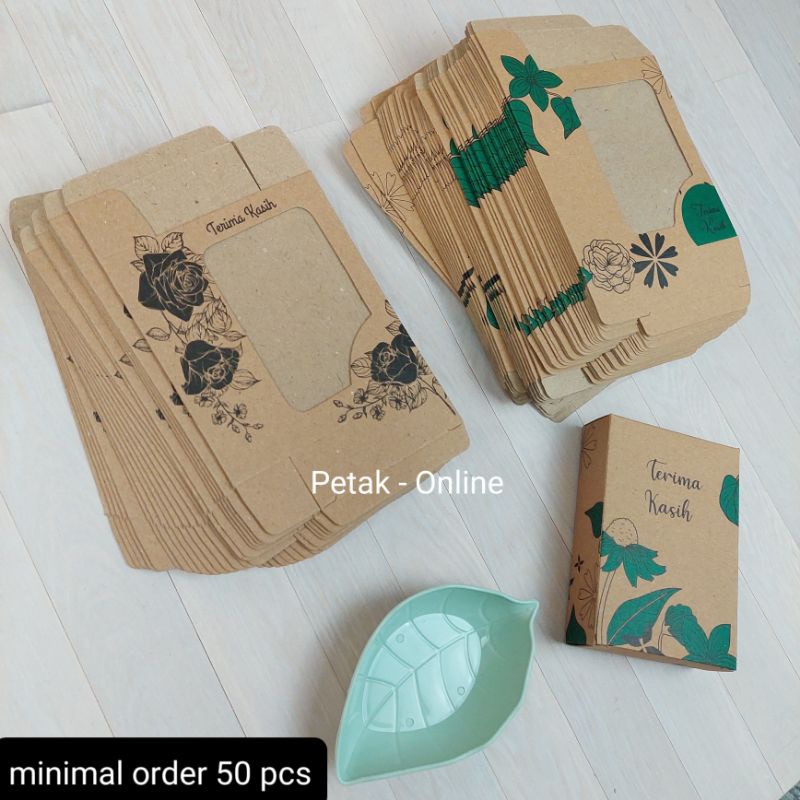 Jual 50 Pcs, Box Coklat Kemasan Souvenir 7x10 cm, Box Mangkok Daun, dll ...