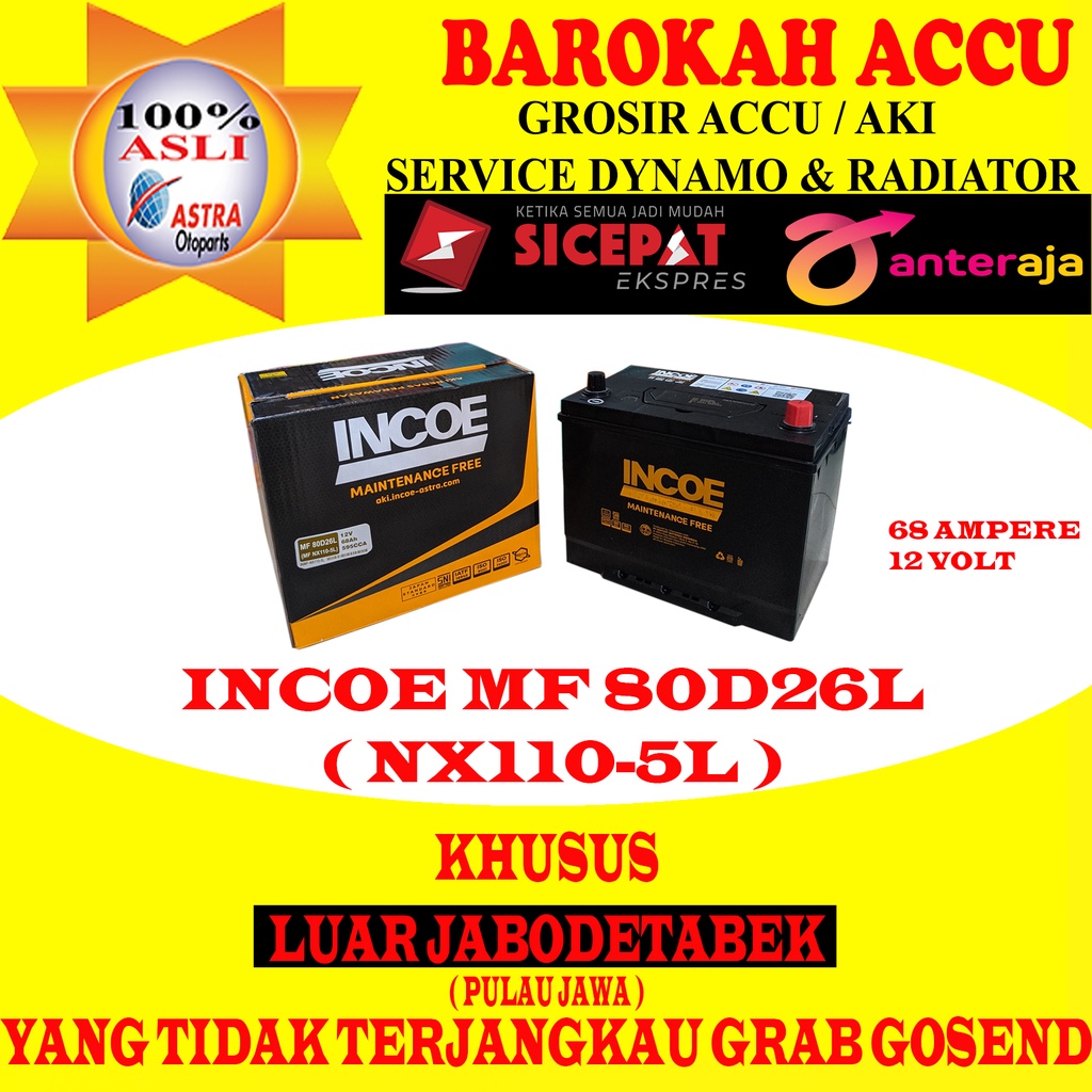 Jual Aki Incoe Mf 80d26l Nx110 5l Luar Jabodetabek Shopee Indonesia