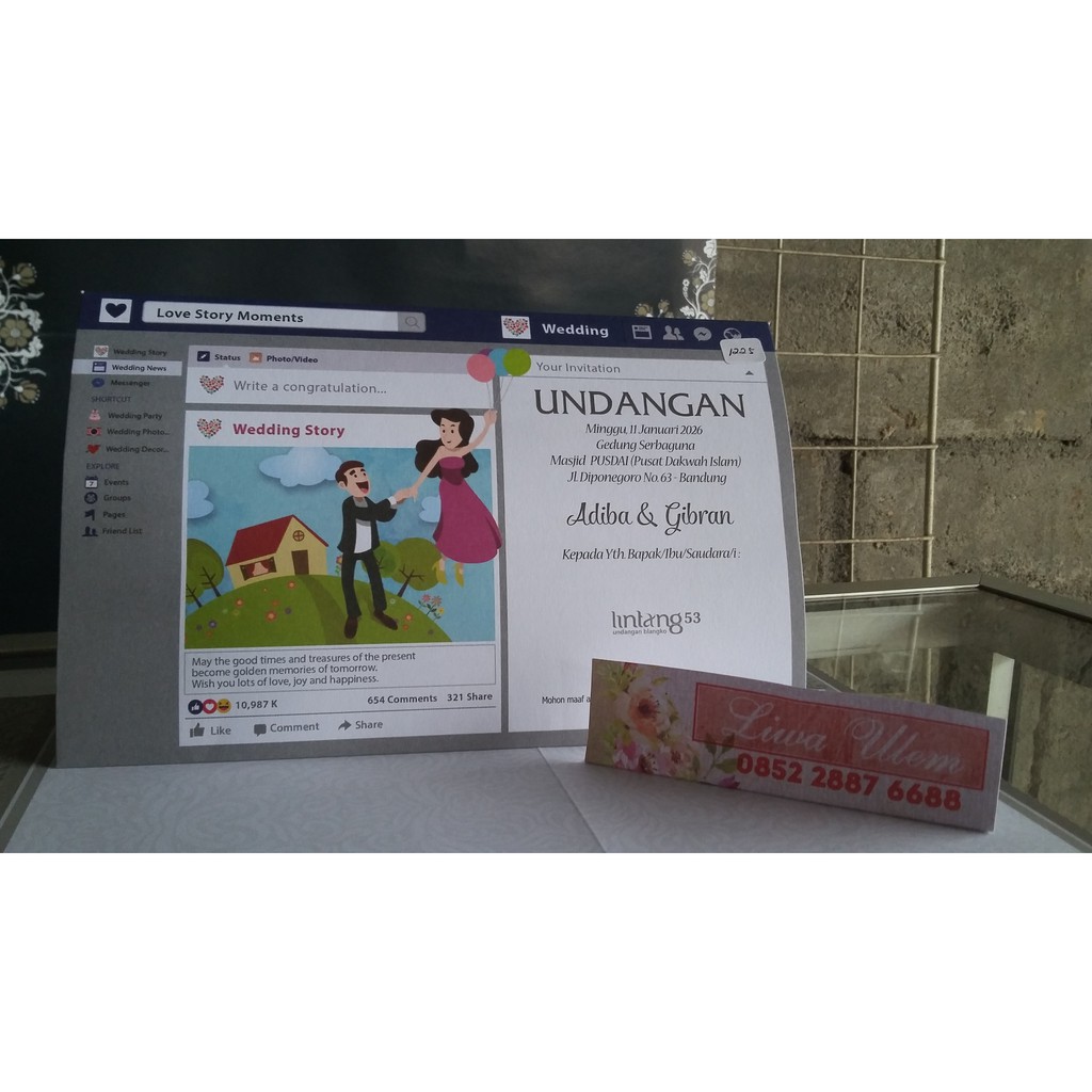 Jual undangan unik & kreatif bentuk facebook kekinian LG53 | Shopee