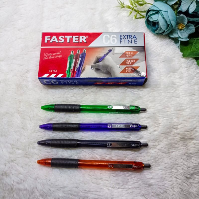 Jual Pulpen Faster C6 12 Pcs Ballpoint | Shopee Indonesia