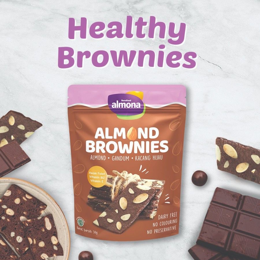 Jual Almona Almond Brownies 50gr / Snack Sehat Dairy Free No Gluten ...