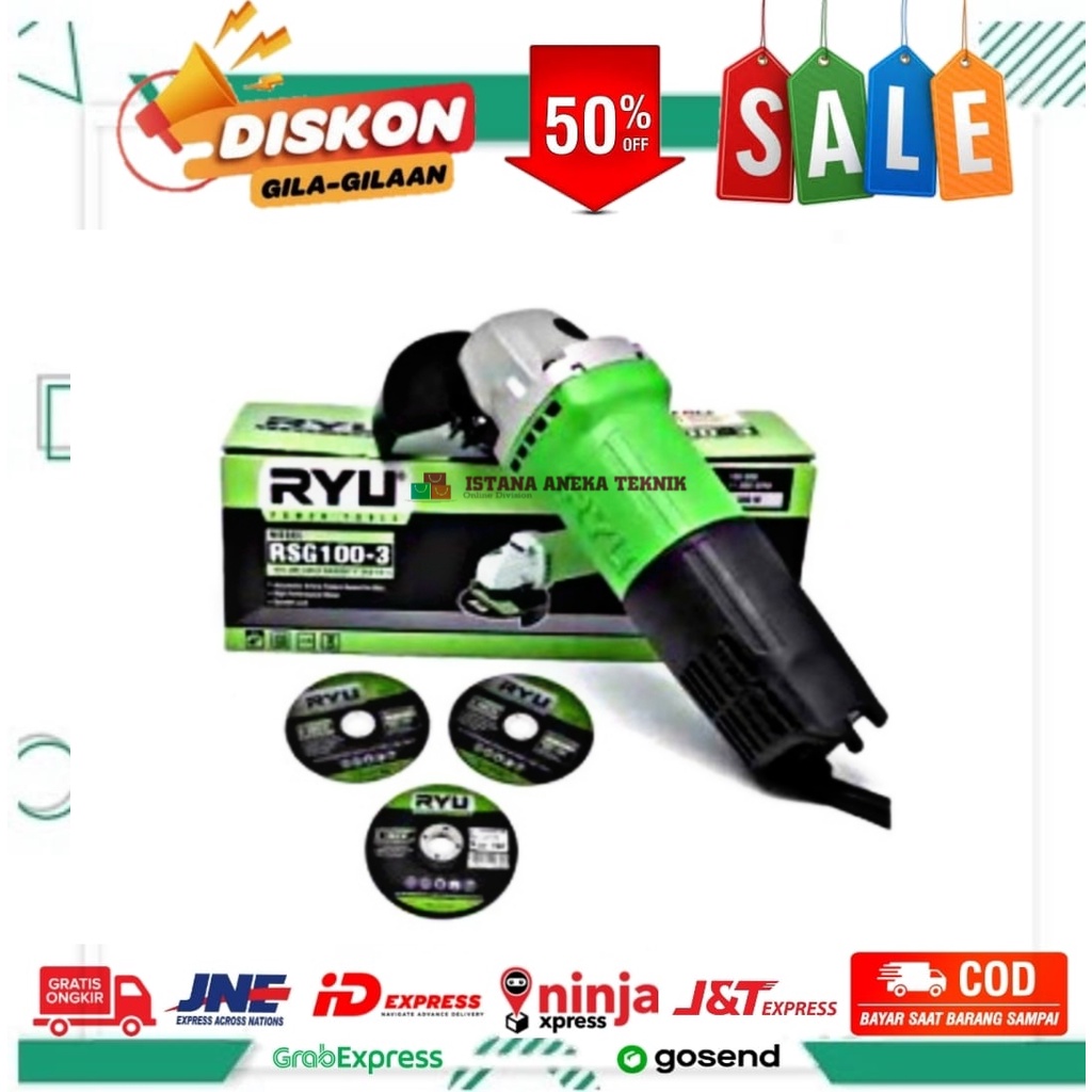Jual MESIN GERINDA TANGAN RYU RSG 100-3 / ANGLE GRINDER 4