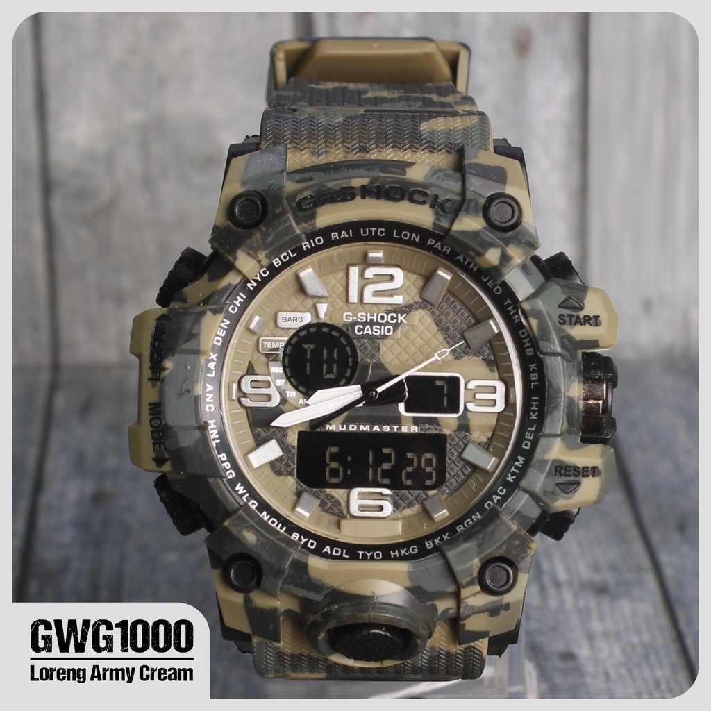 Jual Jam Casio G Shock MUDMASTER GWG1000 Loreng Cream Army Grade Original Digital Analog Timepieces Shopee Indonesia