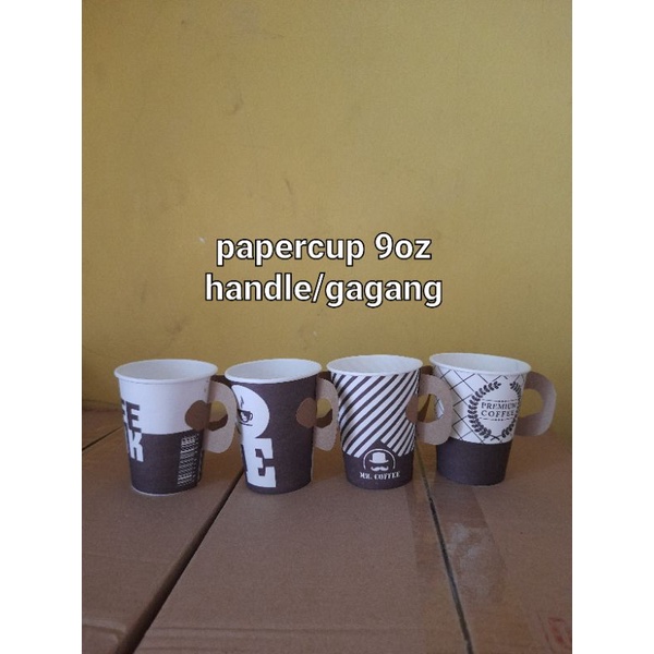 Jual papercup/paper cup/gelas kopi kertas motif uk.8oz,9oz handle ...