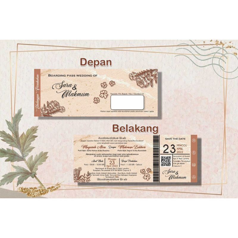 Jual Undangan Pernikahan Unik Boarding Pass By Zamza Shopee Indonesia