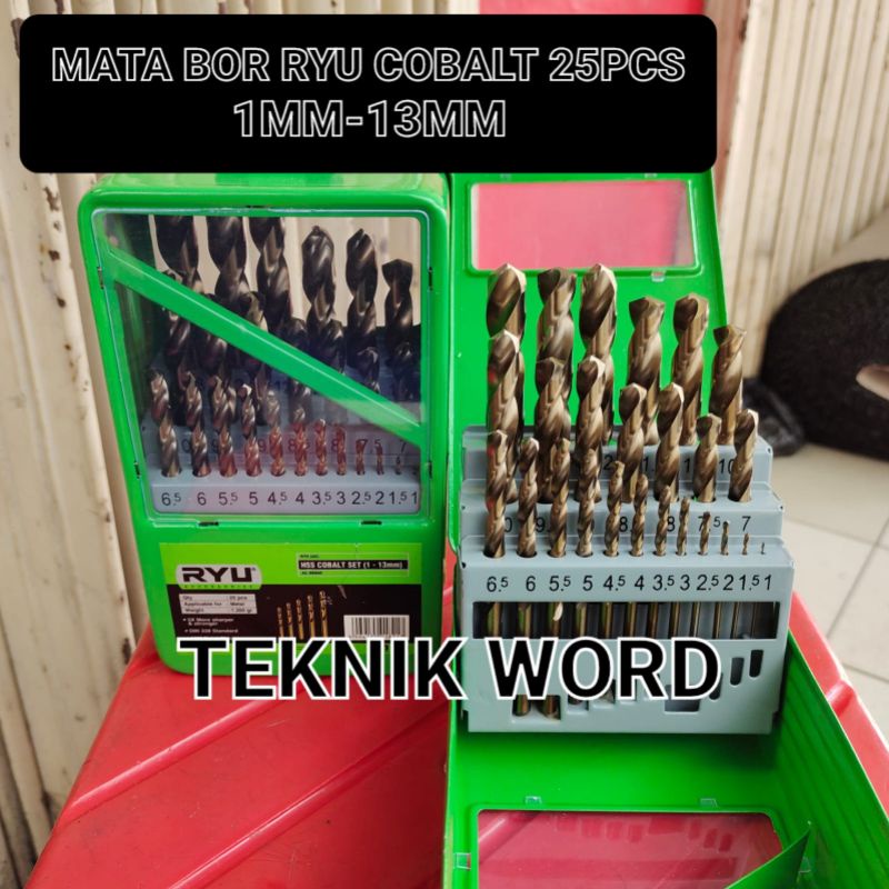 Jual MATA BOR RYU HSS COBALT SET 1-13MM 25PCS / MATA BOR BESI RYU SET ...
