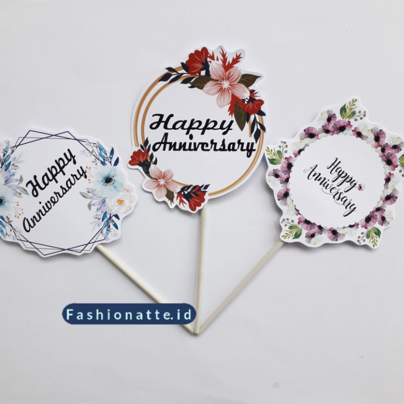 Jual Cake Topper happy anniversary / Tusukan Hiasan Kue Happy ...