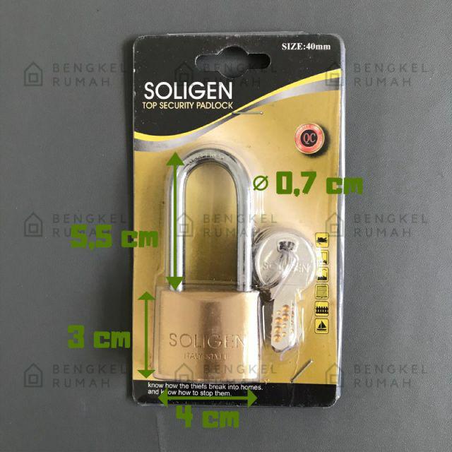 Jual Gembok Soligen Kuningan Computer Key 40 Mm 60 Mm Lengkap Pendek