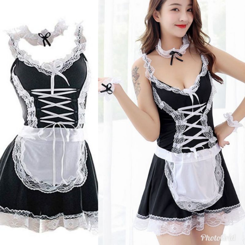 Jual Lingerie Wanita Sexy G String Seragam Cosplay French Maid Set A Shopee Indonesia