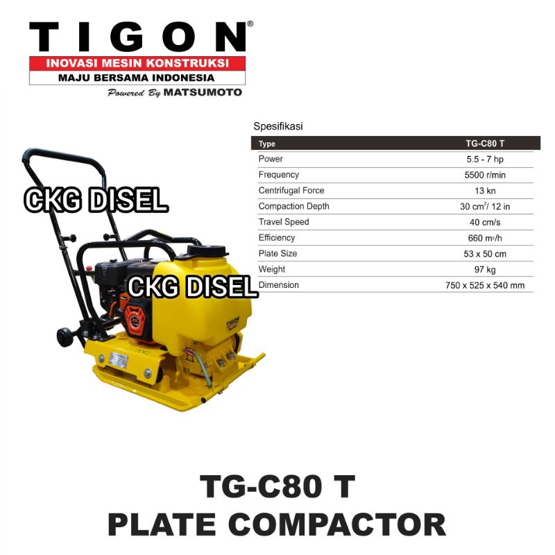 Jual Mesin Stemper Kodok / Plate Compactor Tigon TG-C80 T Berkualitas ...