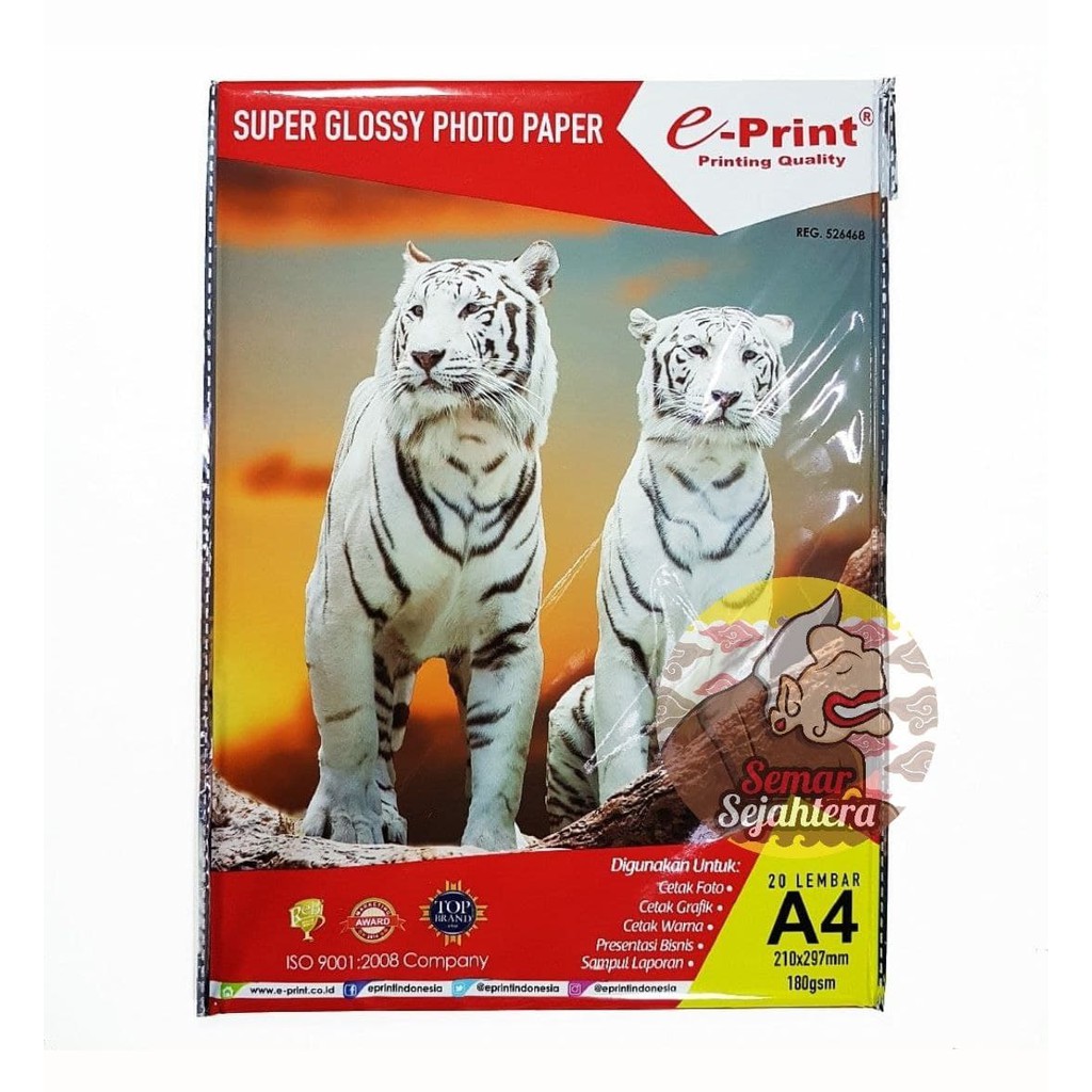 Jual [PAK] SUPER GLOSSY PHOTO PAPER EPRINT A4 180 GSM ALUMINIUM PACK 20