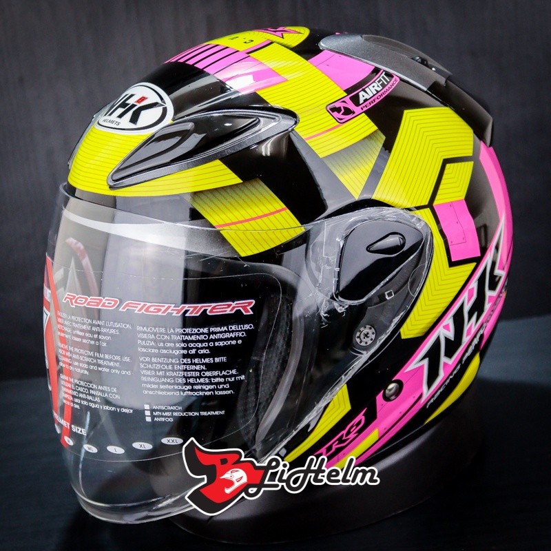 Jual HELM NHK R6 CUBE BLACK PINK YELLOW | HALF FACE HELMET SNI | SINGLE ...