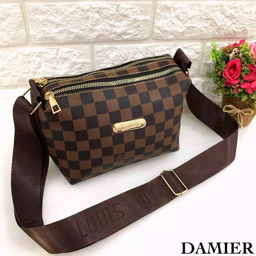 Jual Tas LV 2 Resleting / Slingbag LV Wanita / Tas Selempang LV