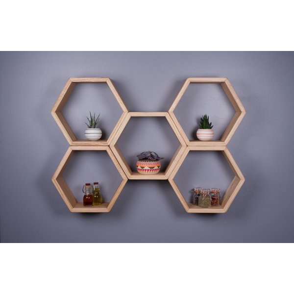 Jual B202 Rak Hexagonal - Rak Kayu Heksagonal Segi Enam Floating ...