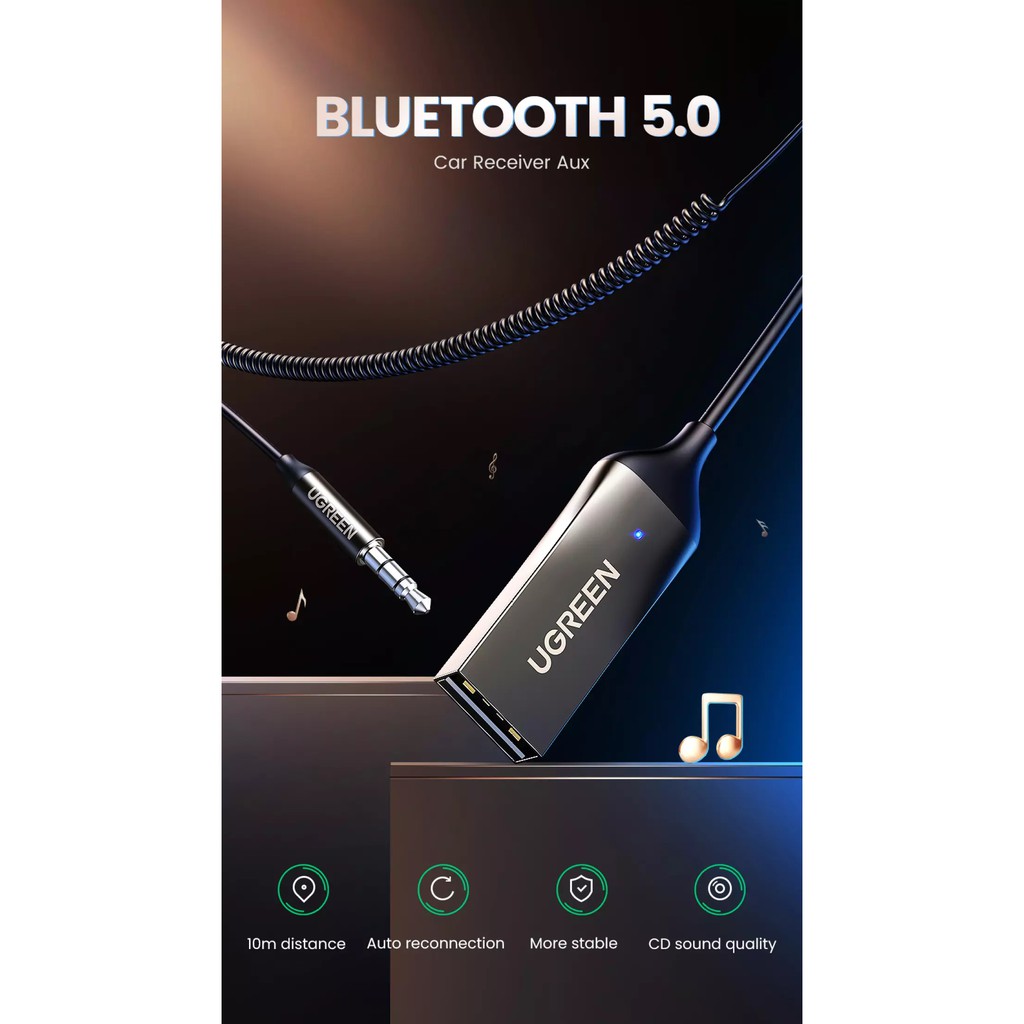 Jual Ugreen Audio Bluetooth Car Receiver AUX 70601 Shopee Indonesia