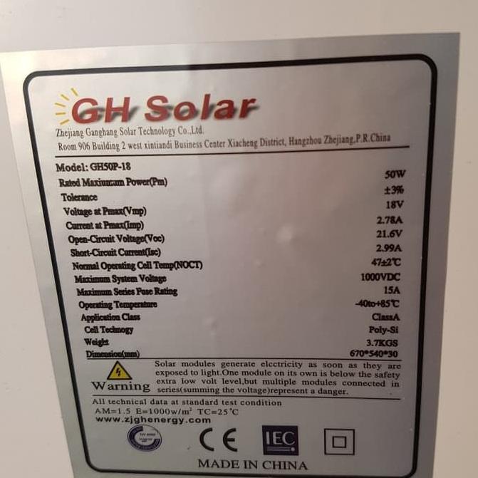 Jual Solar Panel / Solar cell / Panel surya GH 50wp | Shopee Indonesia