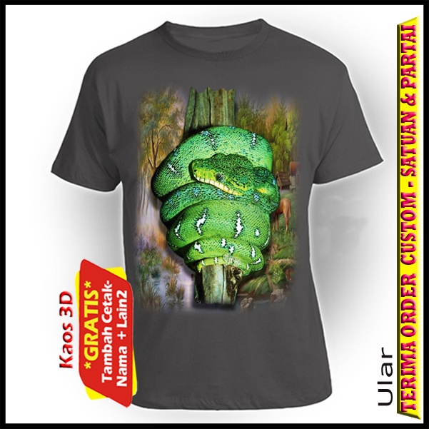 Jual Pakaian Anak dan Dewasa Kaos 3D Gambar Binatang Melata Ular ...