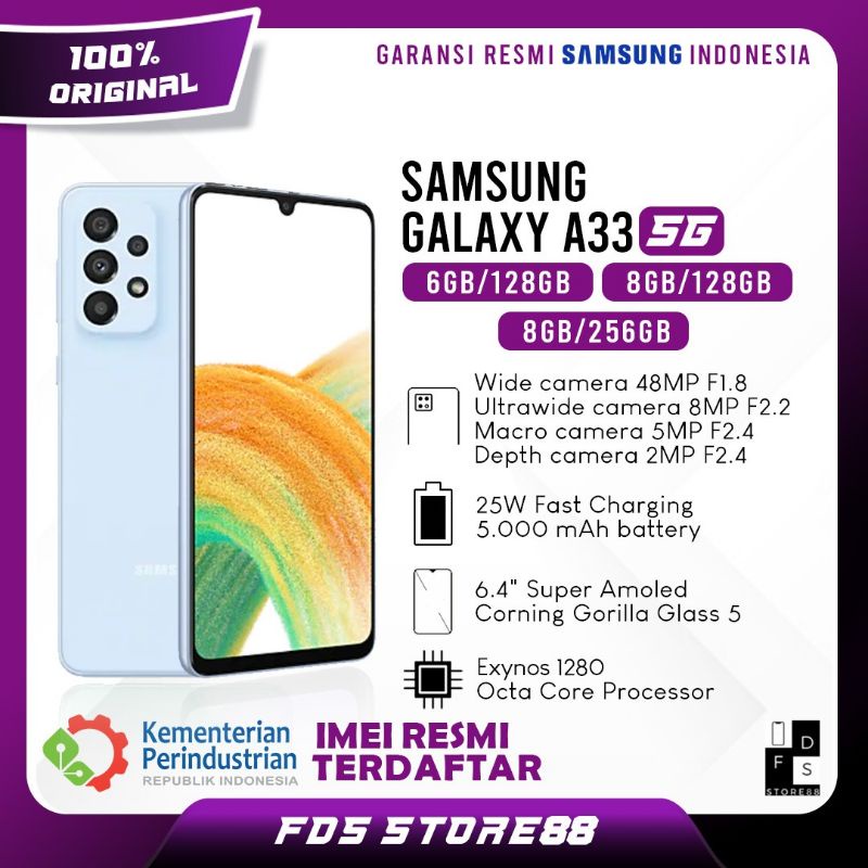 Jual Samsung Galaxy A33 5G 6/128 GB 8/128 GB 8/256 GB Garansi Resmi ...