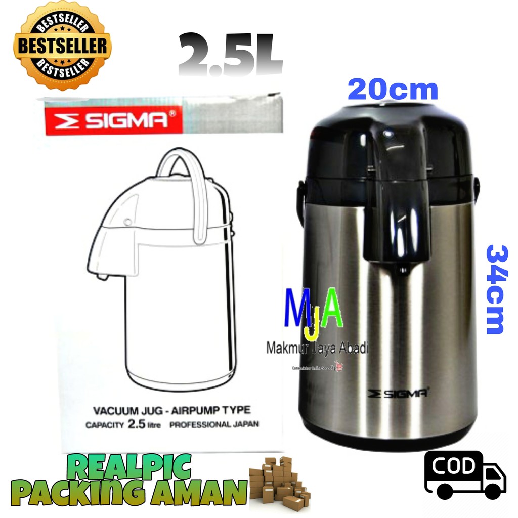 Jual Bisa Cod Promo Sigma Termos Vacuum Jug Termos Pompa Stainless Steel Air Pump L