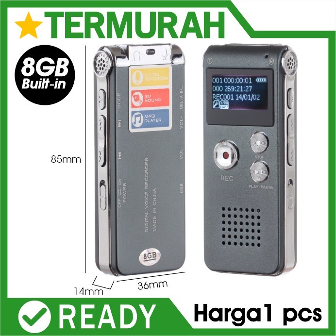 Jual Abu Alat Perekam Suara Digital Voice Recorder Usb 8gb Mp3 Player Shopee Indonesia 0373