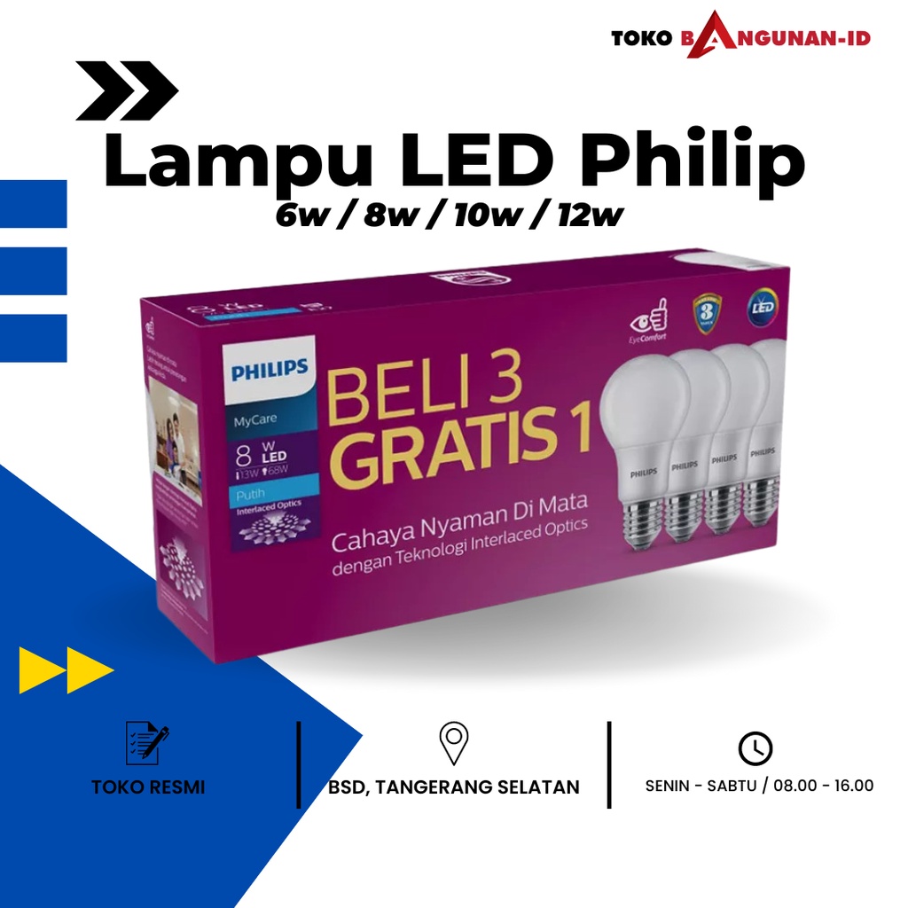 Jual Lampu LED Philips PAKET 3 GRATIS 1 Multipack MyCare 6 8 10 12 Watt 6 12w Shopee Indonesia