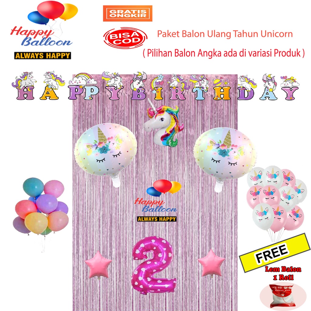 Jual Dekorasi Ulang Tahun Anak Perempuan Karakter Unicorn Kuda Poni Set