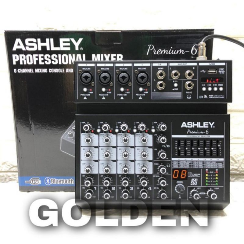 Jual Mixer Ashley Premium 6 Original 6 Channel Bluetooth - USB With Soundcard - SN | Shopee ...