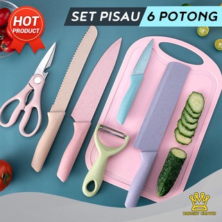 Bright Crown Kitchen Knife Set Stainless Steel / Pisau Dapur Set 6 in 1 Bahan Stainless Steel PREMIUM