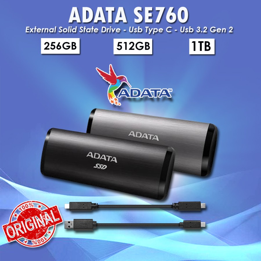 Jual PORTABLE EXTERNAL SSD ADATA SE760 256GB I 512GB I 1TB USB 3.2 Gen ...