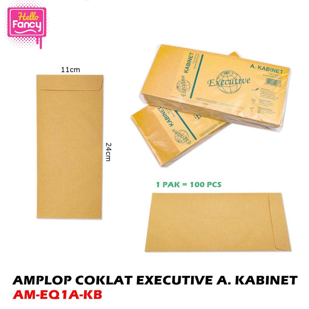 Jual Amplop Coklat Kabinet Executive 110x240 1 Pak Isi 100 Am Eq1a Kb