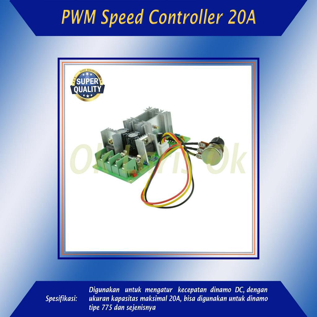 Interruttore Regolatore Velocità Variabile Max 20A 12V 24V PWM Motore