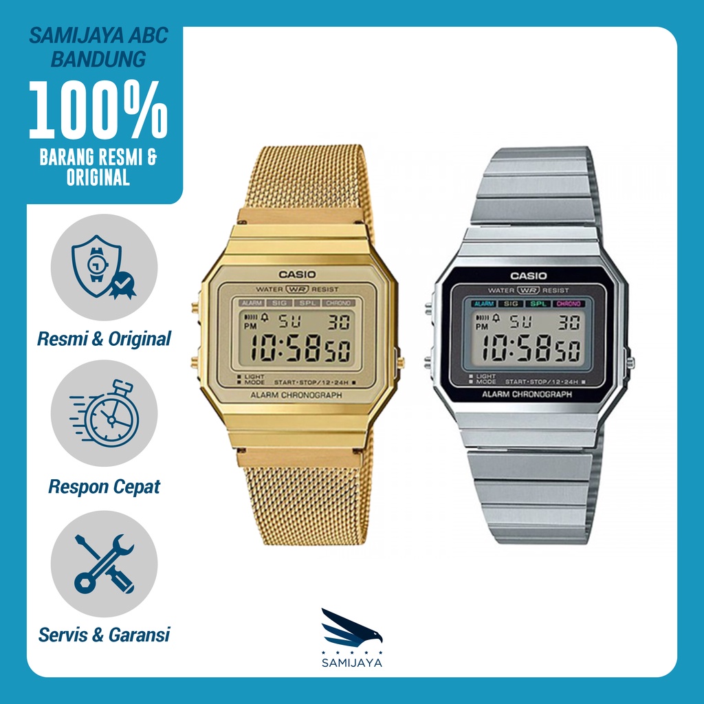 Jual Jam Tangan Digital CASIO A700W / A700WMG Stainless Original Resmi ...