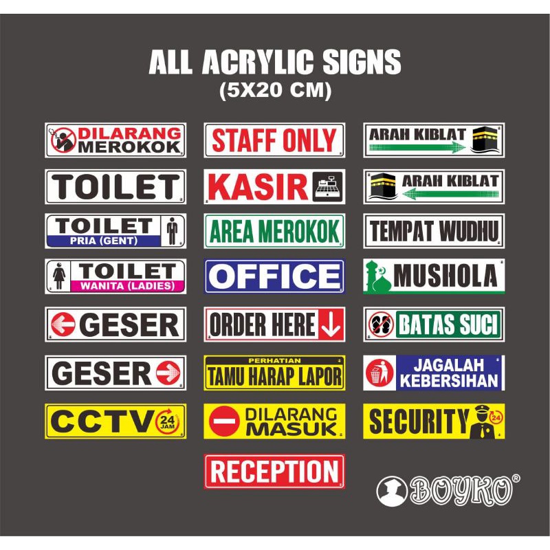 Jual Acrylic Sign/papan nama/label Acrylic Boyko 5x20 cm | Shopee Indonesia