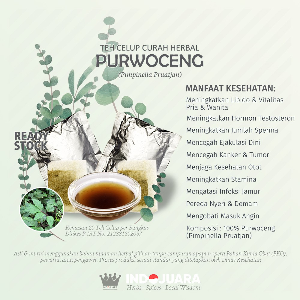 Jual Teh Celup Curah PURWAC*NG Isi 20 Herbal Jamu Kuat Pria Peredaran ...