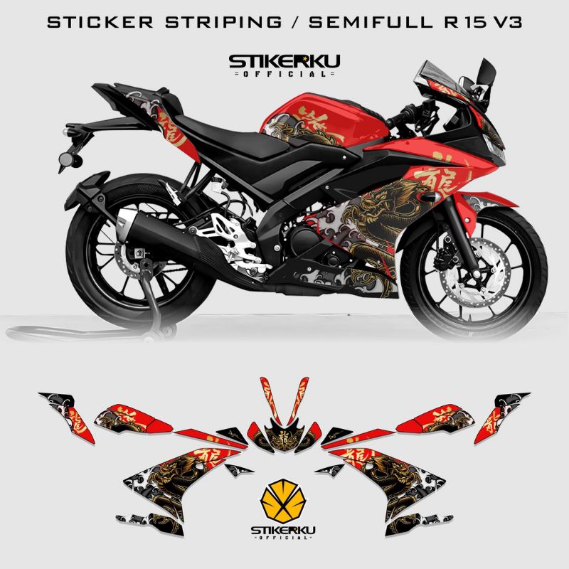 Jual striping motor Yamaha R15 v3 / striping R15 V3 / striping motor ...