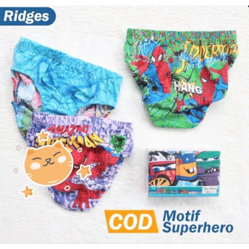 Jual 3pc_cd anak boy ridges super Hero/celana dalam ridges/ CD ridges ...