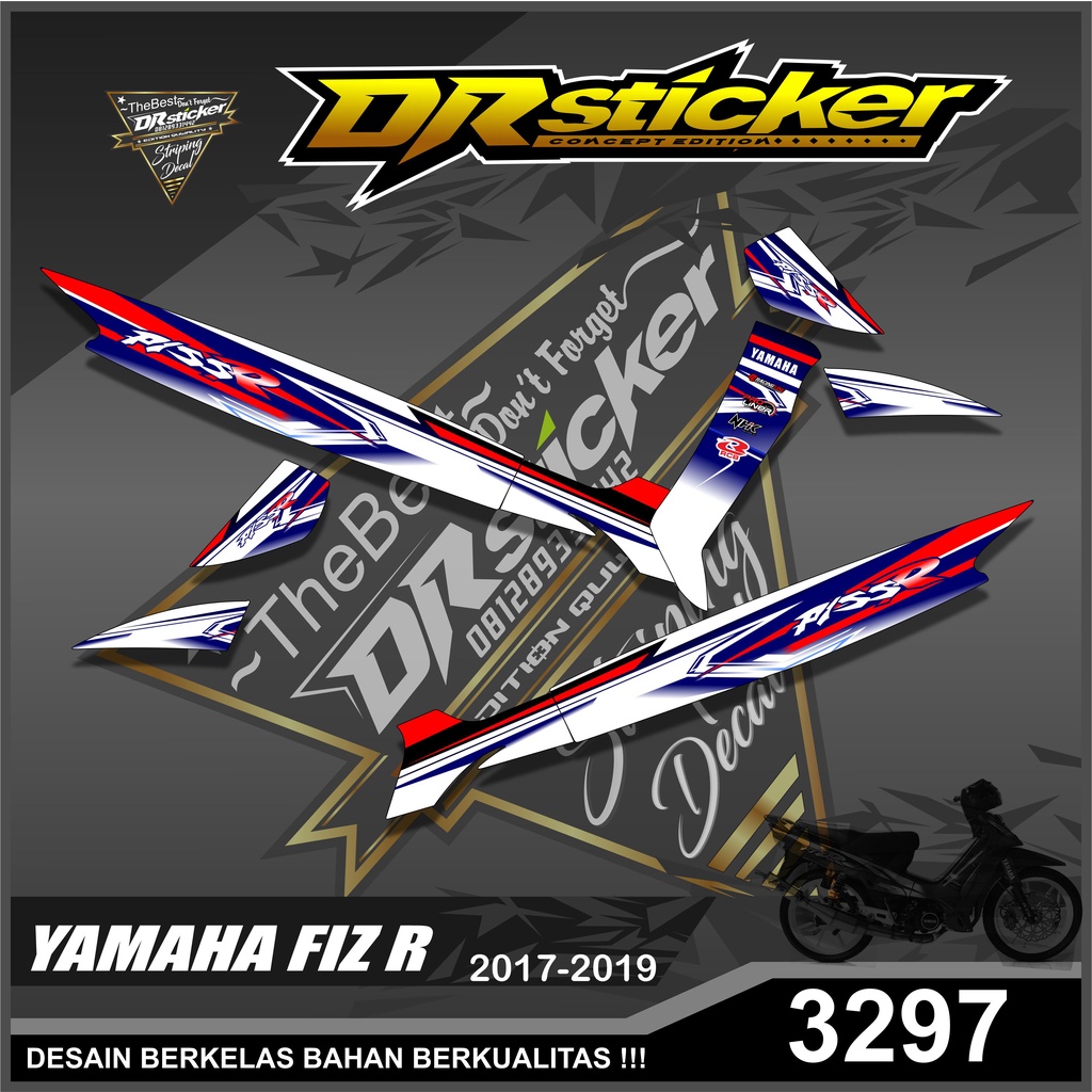 Jual 3297 Striping Yamaha Fiz r List Variasi Racing Semi Full- Sticker ...