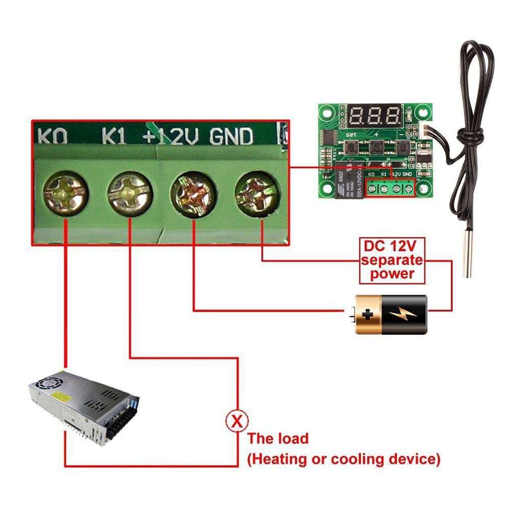 Termostato W1209 DC 12V per Controllo Temperatura Caldo/Freddo con Sensore NTC -55°C ℃ fino a 120 ℃  1420