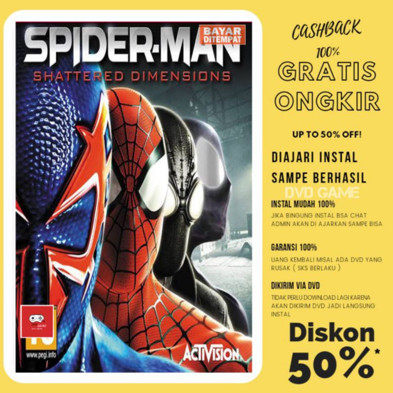 Jual PC Games SPIDERMAN SHATTERED DIMENSIONS Pc Game / DvD CD Game