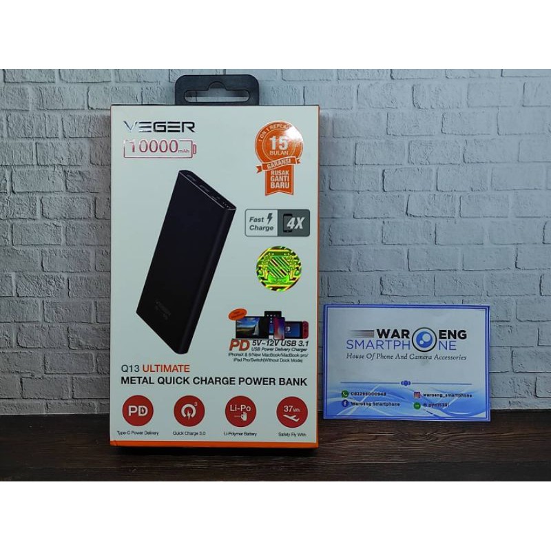 Jual Powerbank Veger Q Ultimate Metal Quick Charge Powerbank Real Capacity Mah Shopee