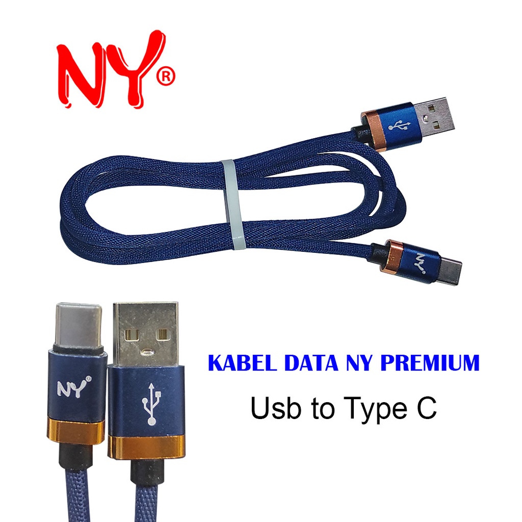 Jual KABEL DATA NY PREMIUM USB - TYPE C ( BLUE ) | Shopee Indonesia