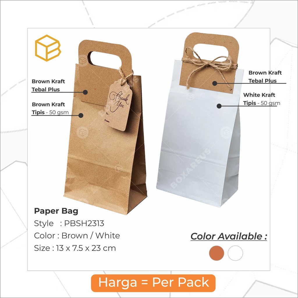 Jual Paper Bag Kantong Roti Lunch Paperbag Kraft Polos | PBSH2313 ...