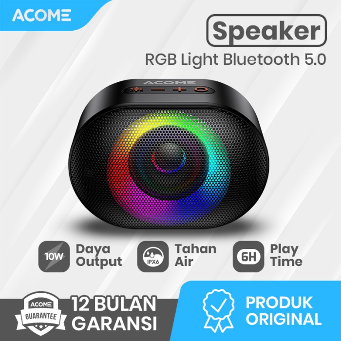 Jual ACOME Super Bass Speaker Bluetooth 5.0 20W IPX7 RGB Rave Party A20 ...