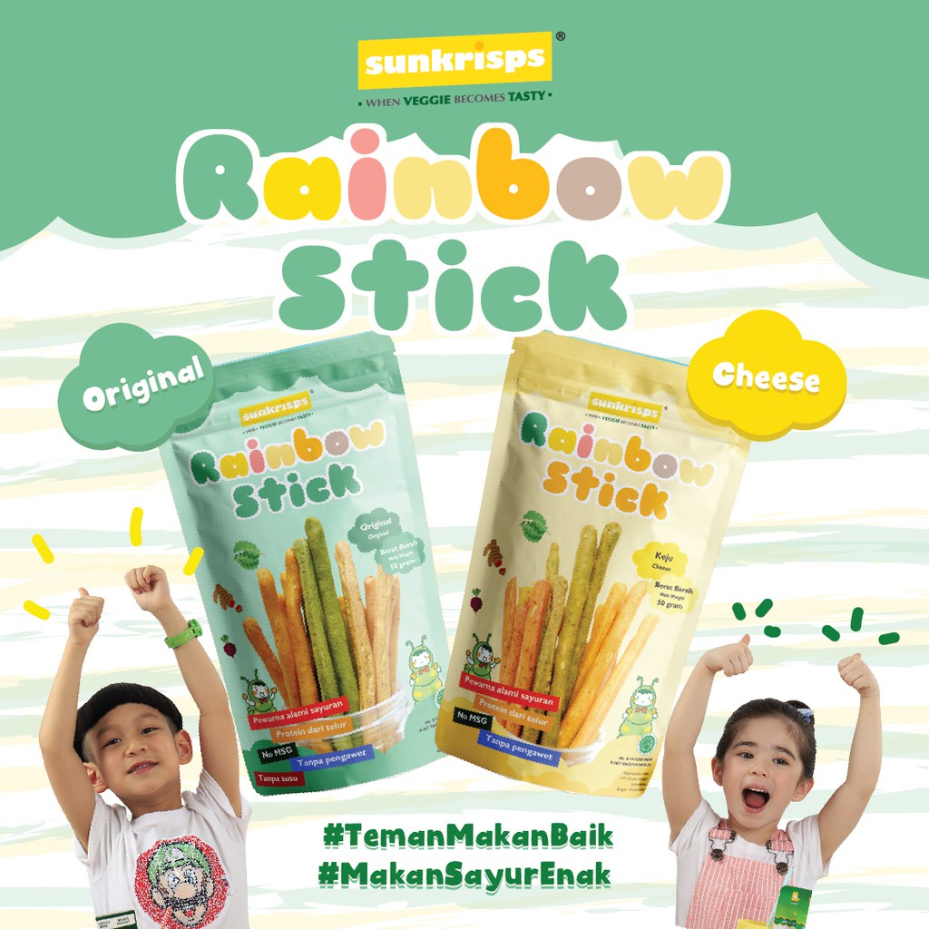 Jual SUNKRISPS Rainbow Stick Original dan Cheese / Snack makanan sehat ...