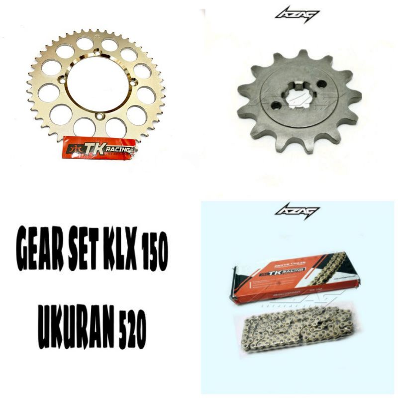 Jual GEAR SET GIR SET KLX 150 UKURAN 520 RANTAI TK RACING Shopee