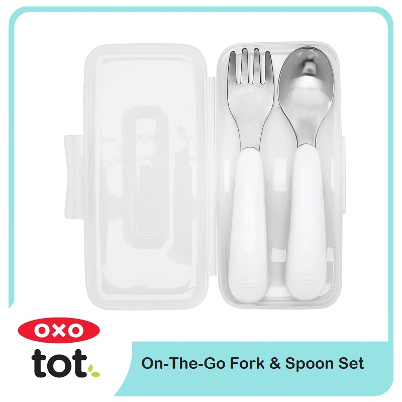Set Fourchette Et Cuillère OXO Tot On-the-Go Avec étui - Bleu Marine, Sans BPA, Pour Bébé Dès 12 Mois - 2