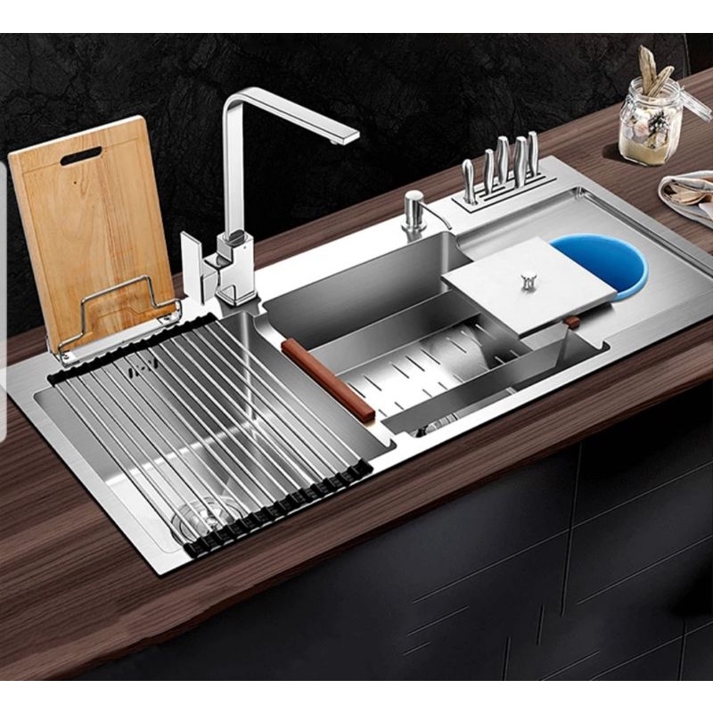 Jual KITCHEN SINK 100X48 STAINLESS THSINK MODEL BOLZANO KOMPLIT KRAN   6145e26bfe760efb9e8b690f25a94d45