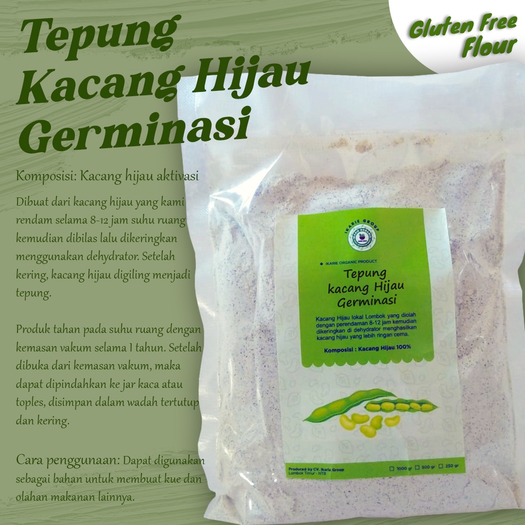 Jual Tepung Kacang Hijau Organik Germinasi Ikarie Organic 250 Gram