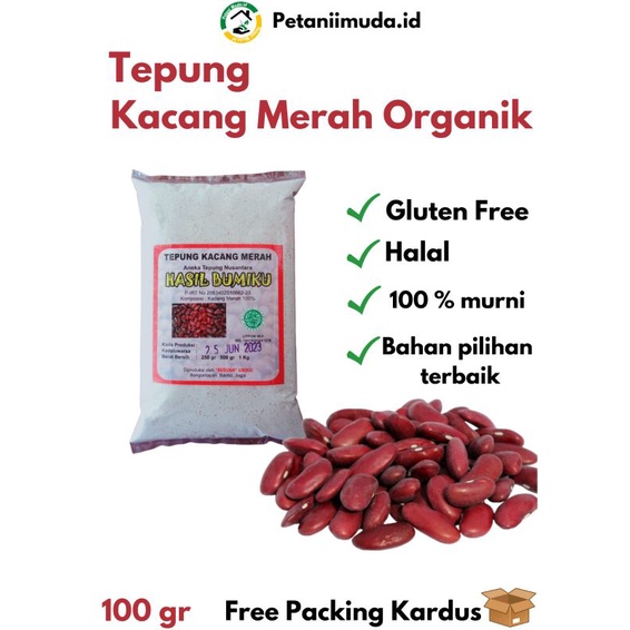 Jual Tepung Kacang Merah Organik kemasan 100 gram/Tepung biji Kacang ...